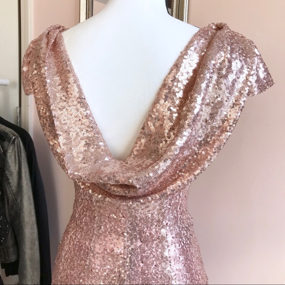 🙌🏼 Host Pick NWOT Rose Gold Sequined Dress Prom - Picture 3 of 4